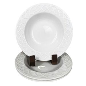 Oneida Picnic 9" Bowls White Basket Weaved Rim - 3 Piece Lot